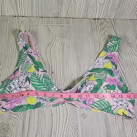 Vineyard Vines Swimsuit Bikini Top Pink Palm Lemon Print Womens Size Large NWT - Picture 8 of 12